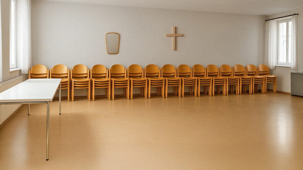 Leerer Pfarrsaal