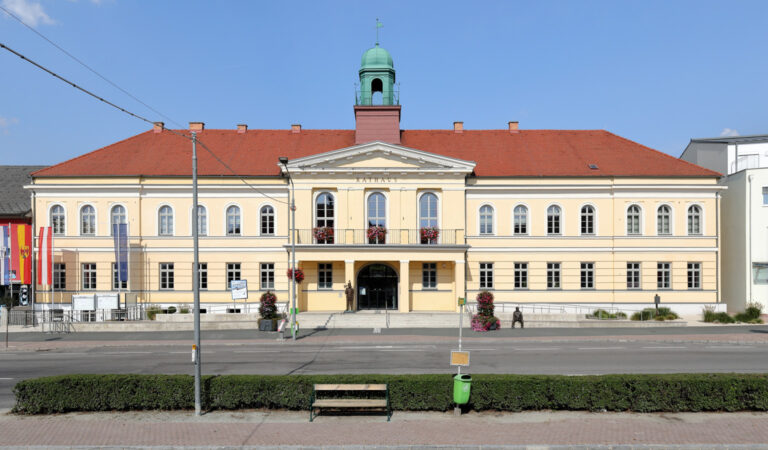 Das Bild zeigt das Ortszentrum von Oberwart.