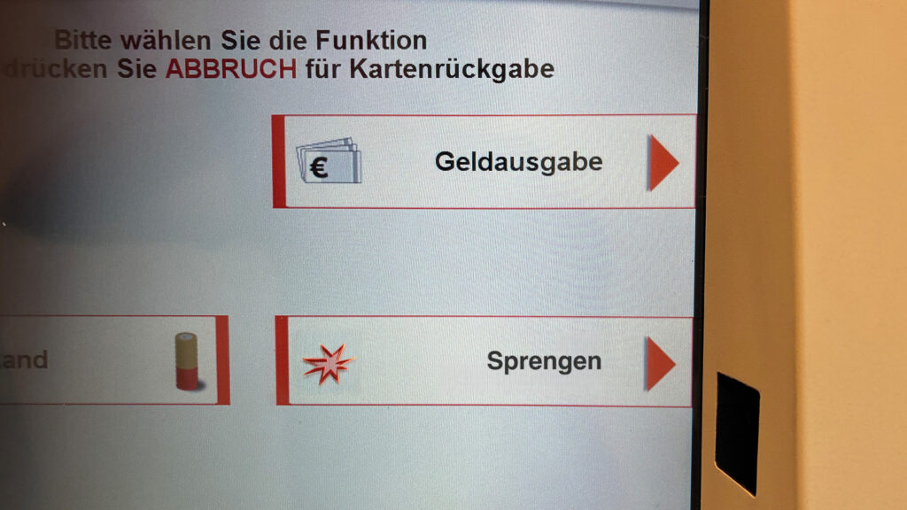 Bankomat mit Funktion "Sprengen"