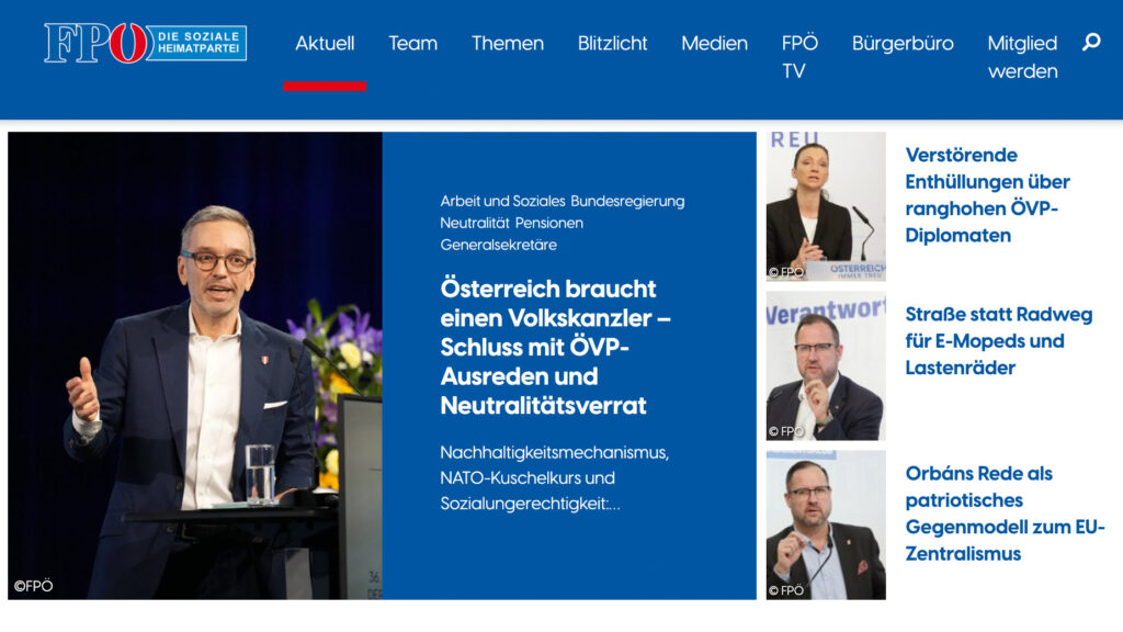 Screenshot der FPÖ-Website