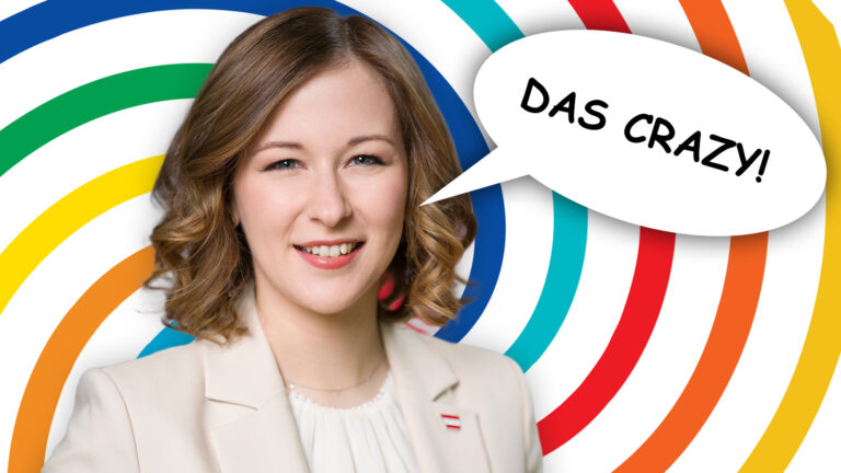 Plakolm mit Sprechblase "Das crazy!"