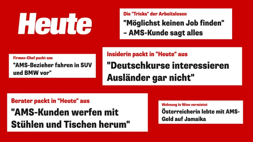 Collage von Heute-Schlagzeilen