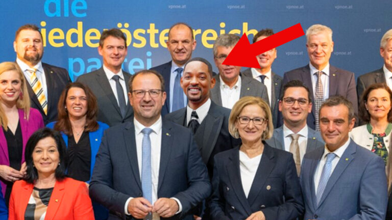 Das Bild zeigt ein Gruppenfoto der ÖVP Niederösterreich mit Will Smith in der Mitte.