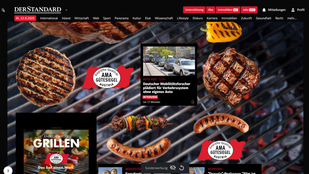 Das Bild zeigt die Standard Website mit bildfüllender Werbung.