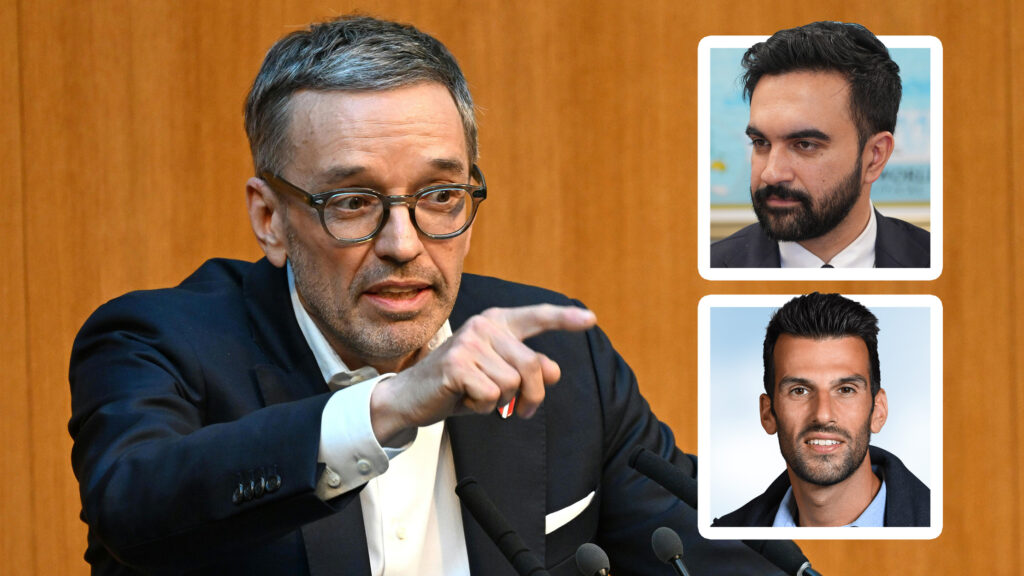 Kickl, daneben Mamdani und Landbauer