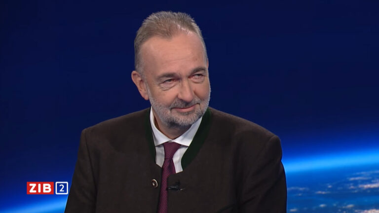 Das Bild zeigt Karl Habsburg im ZIB-2-Studio.