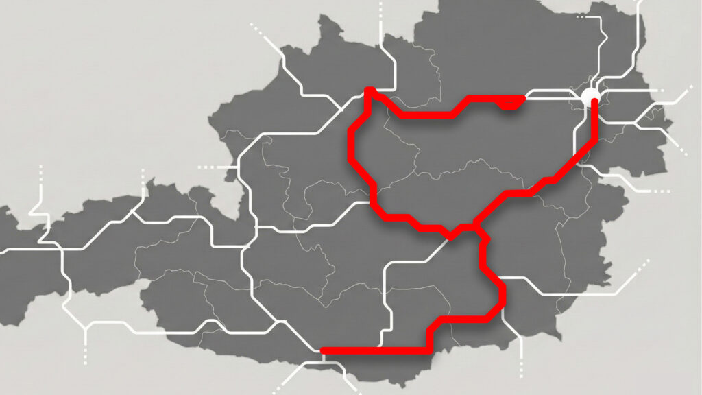 Das Bild zeigt eine Visualisierung der neuen Bahnstrecke.