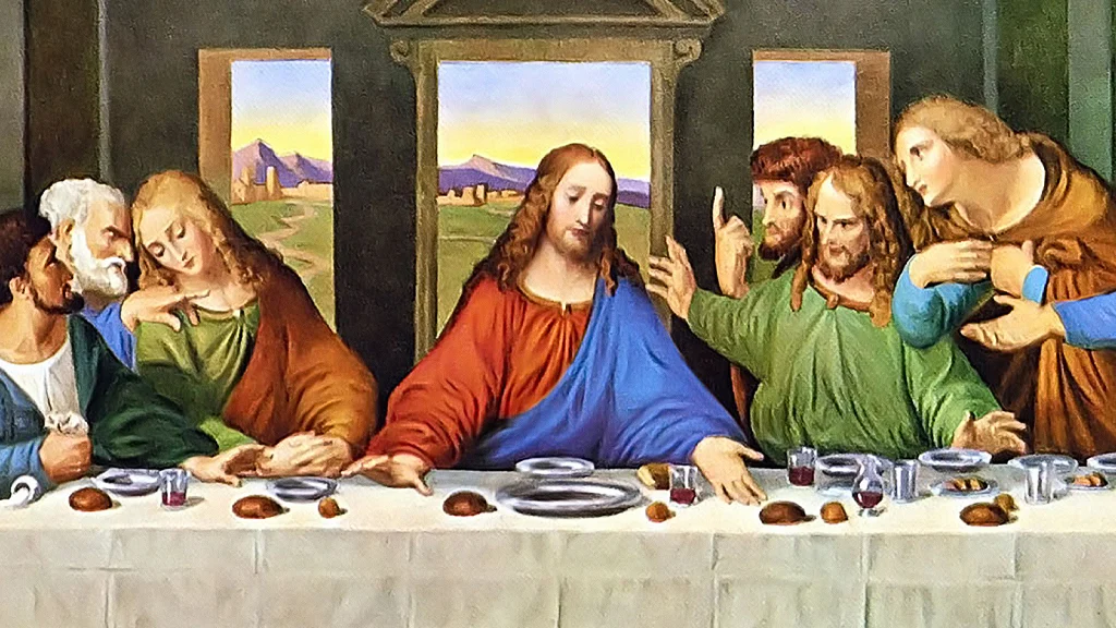 Das Bild zeigt das letzte Abendmahl.