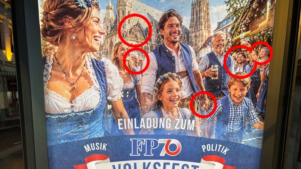 Foto von der KI-generierten Volksfestwerbung