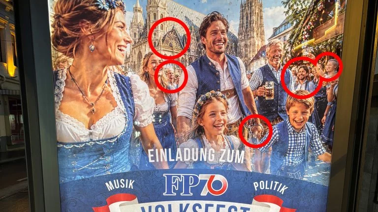 Foto von der KI-generierten Volksfestwerbung