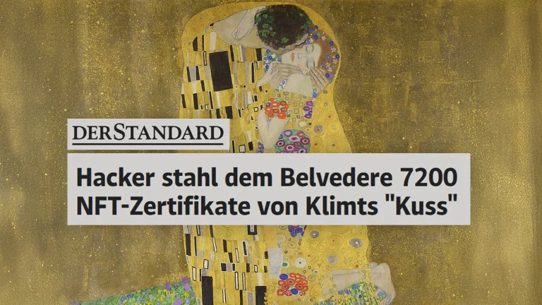 Klimt-NFT mit Standard-Meldung über gestohlene Zertifikate