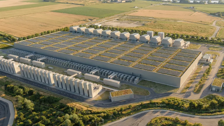 Das Bild zeigt einen Render vom Rechenzentrum in Kronstorf.